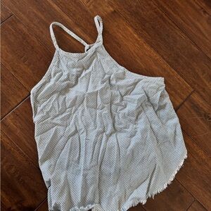 Blue and white striped top